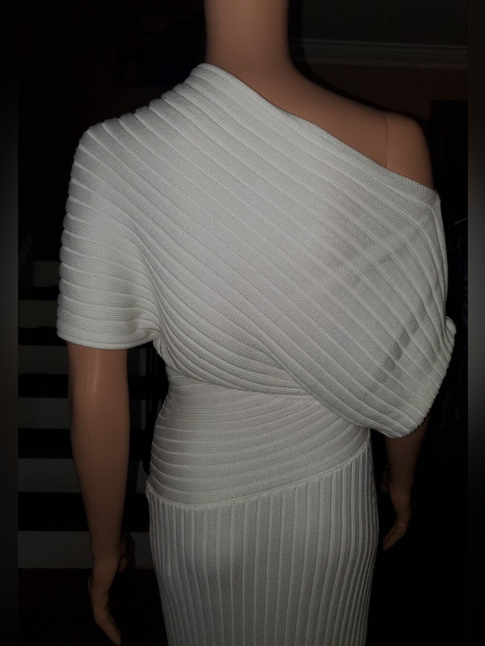 Cult Gaia Naunet Asymmetric neck knitted midi dress Off White Small - Picture 11 of 16